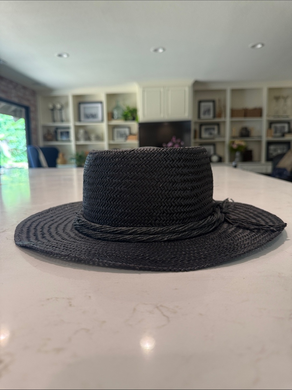 Peter Grimm Black Straw Boater Hat - Picture 2 of 4